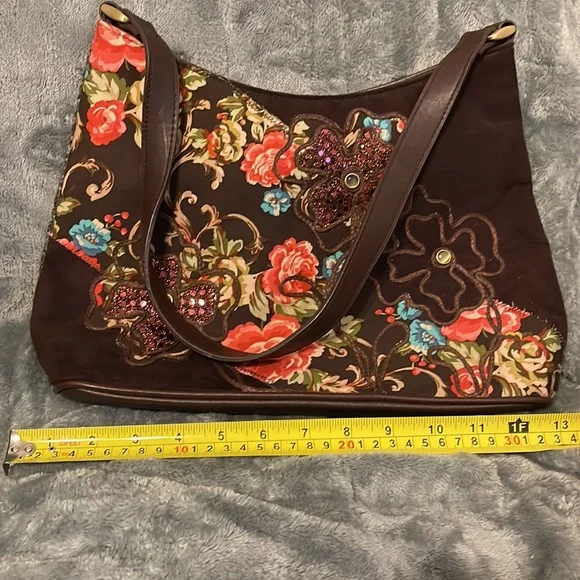 New Bueno purse, handbag. Brown with floral front - Picture 10 of 11